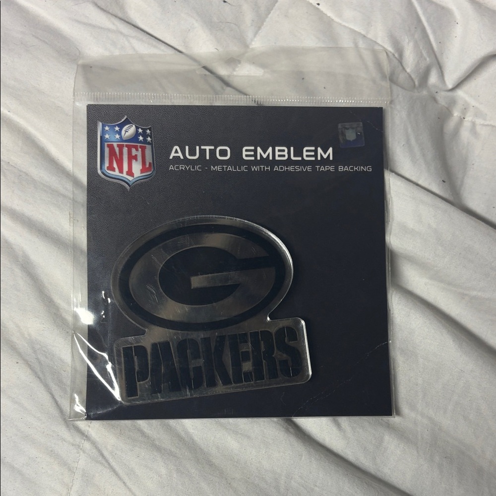 NFL Green Bay Packers Silver Metallic Auto Emblem Sticker